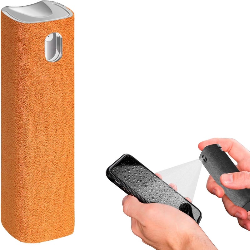 iO CLEAN Mini Screen Cleaner Spray – Finger Proof Screen Cleaner for Smartphones, iPads, MacBooks, Laptops, Car Screens, Touchscreens – 3in1 Mist Cleaner, Microfiber Cloth and Cover (Orange) - Image 1